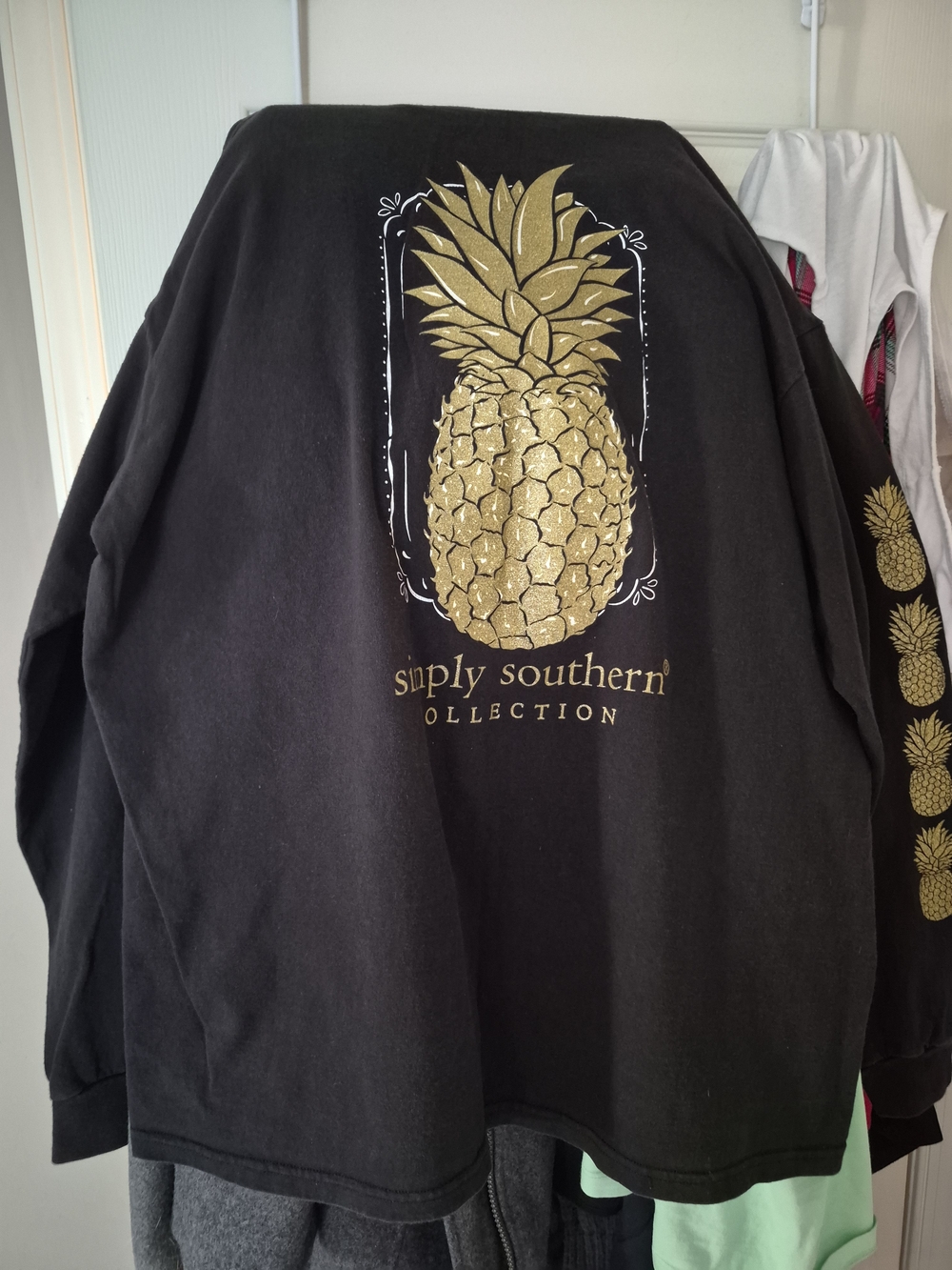 Simply Southern Black Long Sleeve with Gold Pineapple